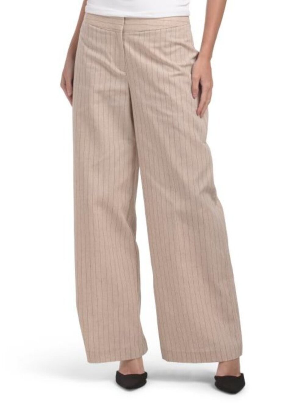 TAHARI ASL Linen Blend Pinstripe Pants